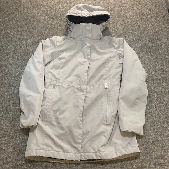The North Face Coat Parka Light Gray White Jacket Hooded Lined Womens Small - Picture 1 of 13